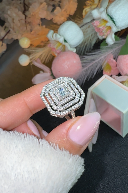 Bague Triple Halo Baguette