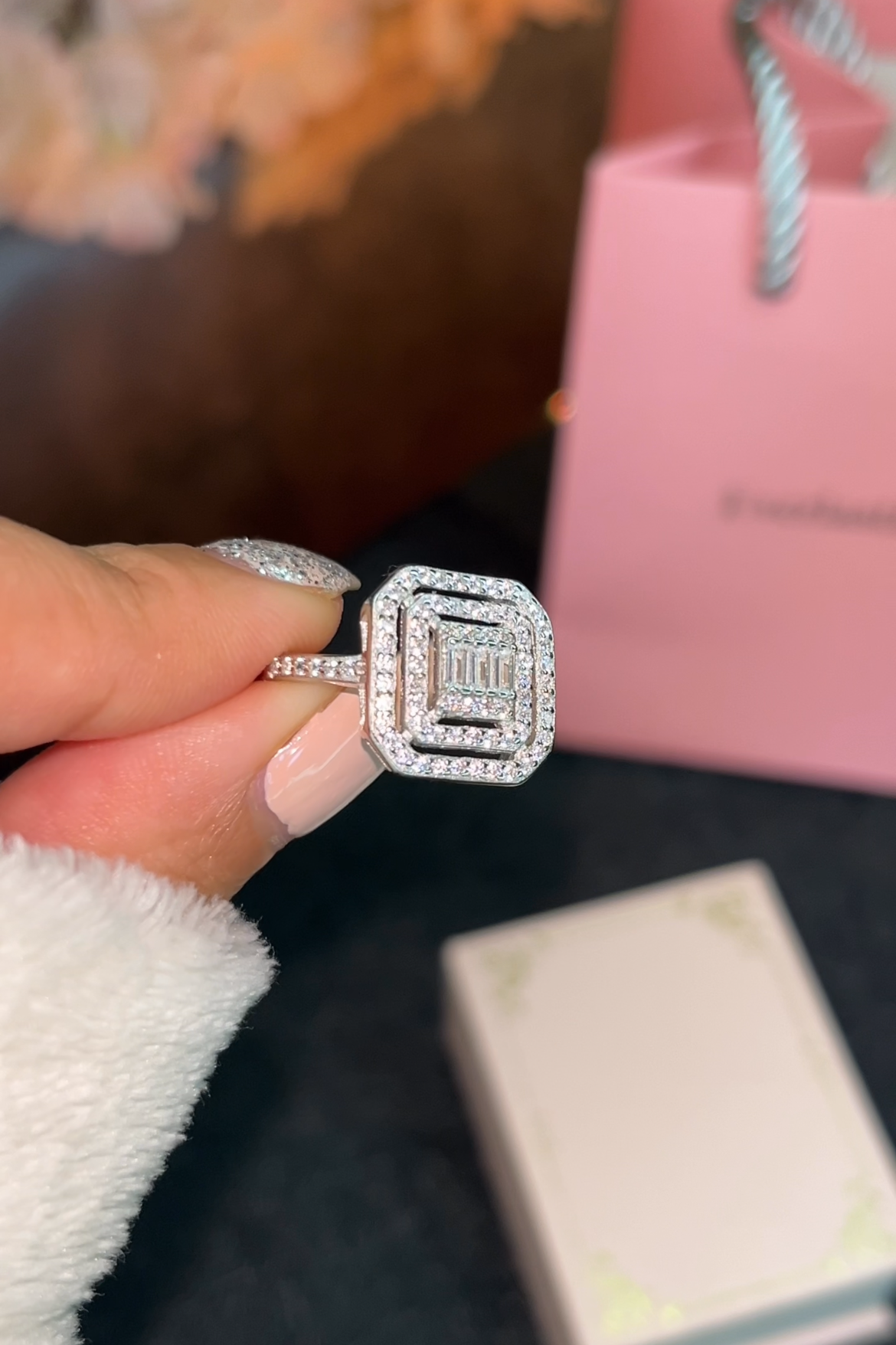 Bague Double Halo Baguette