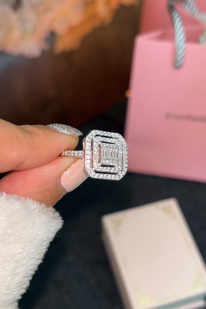 Bague Double Halo Baguette